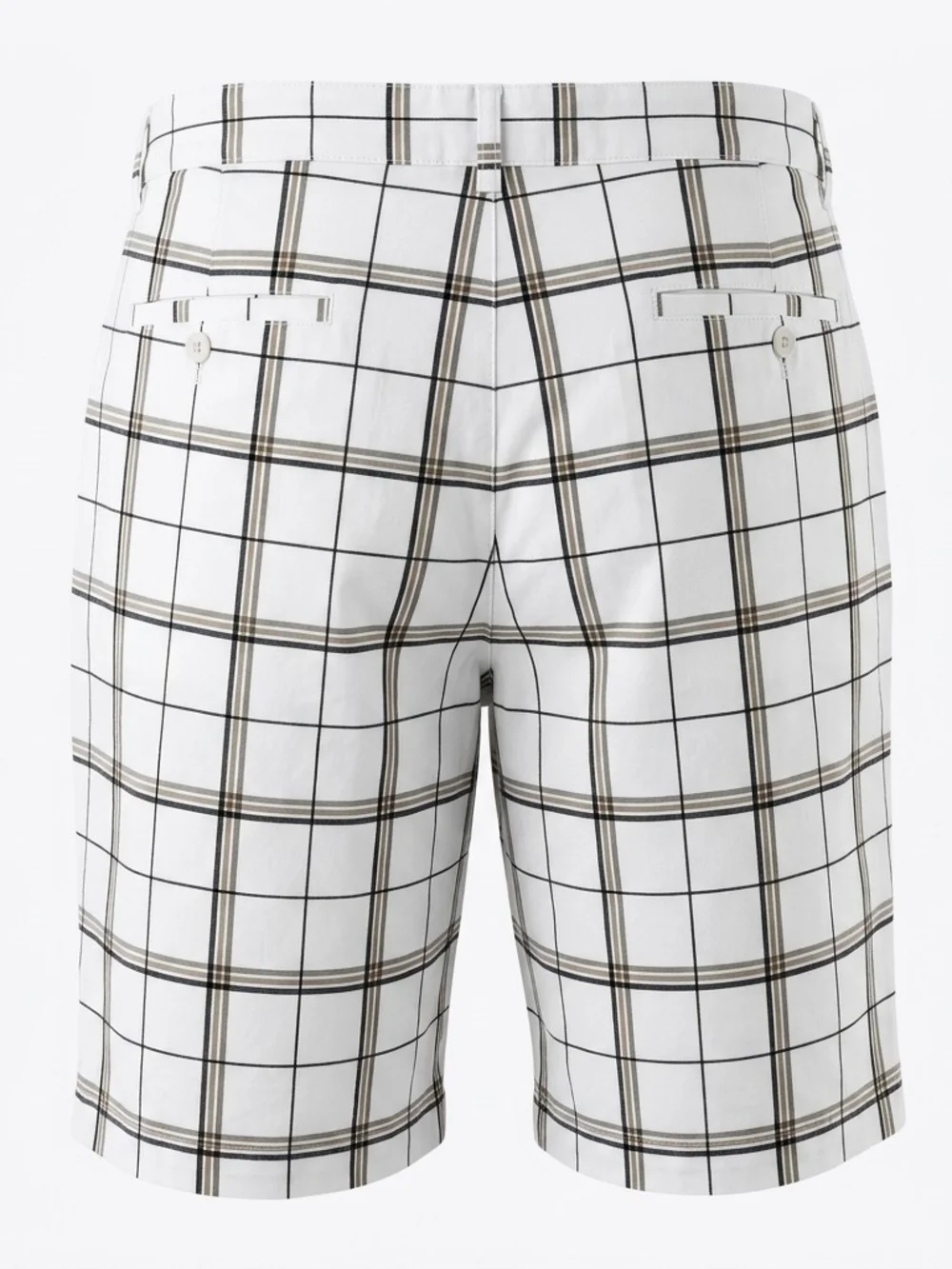 Covington Men's Plaid Flat Front Shorts White Black Khaki Size 42